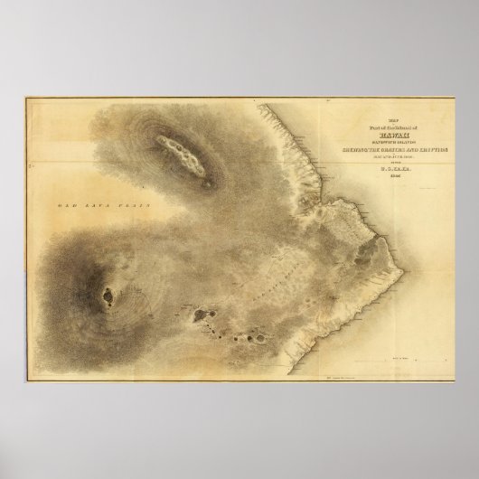 Kaart van een deel van het eiland Hawaii Poster (Voorkant)