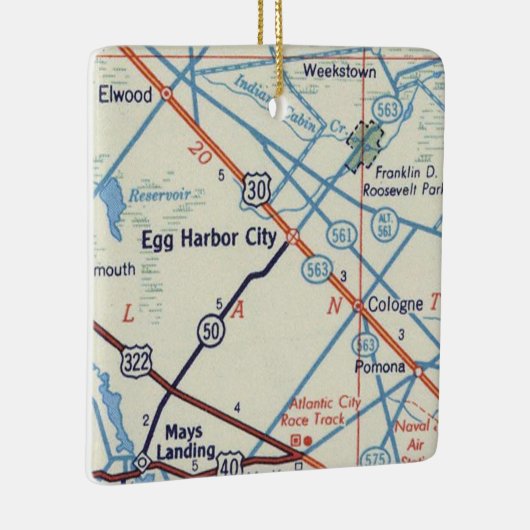  kaart van Egg Harbor City Keramisch Ornament (Rechts)