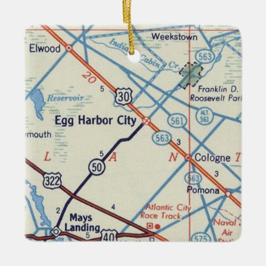  kaart van Egg Harbor City Keramisch Ornament (Voorkant)