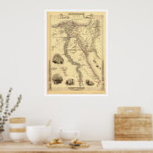 Kaart van Egypte en Arabia Petrea met Rapkin 1851 Poster (Keuken)