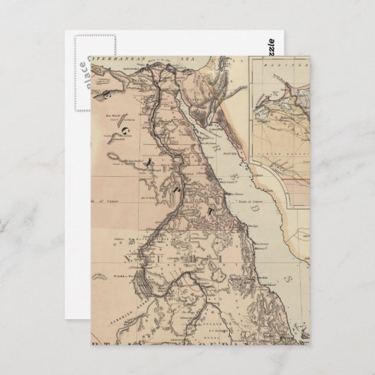  kaart van Egypte en de Nijl (1885) (Voorkant / Achterkant)