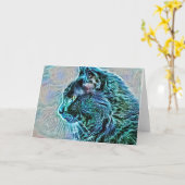 Kaart van elektroblauw kunststofkat blanco noot (Gele Bloem)