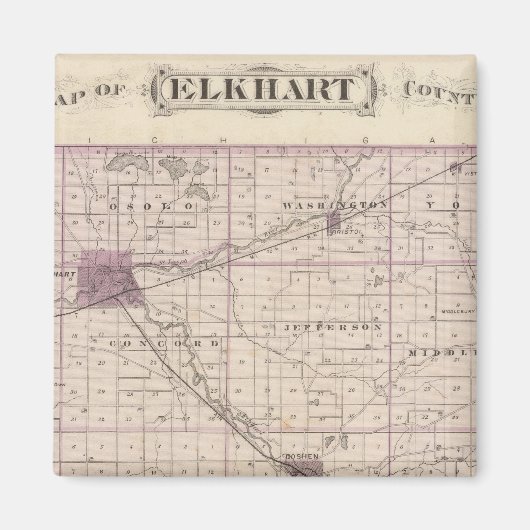 Kaart van Elkhart County Magneet (Voorkant)