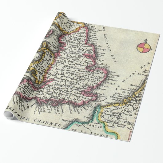  kaart van Engeland (1747) Cadeaupapier (Uitgerold)