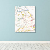 Kaart van Engeland | Britannia Antiqua Canvas Afdruk (Insitu (Houten vloer))