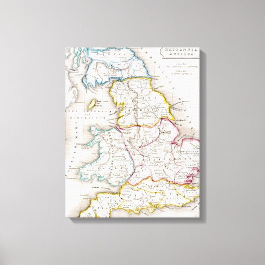 Kaart van Engeland | Britannia Antiqua Canvas Afdruk (Voorkant)