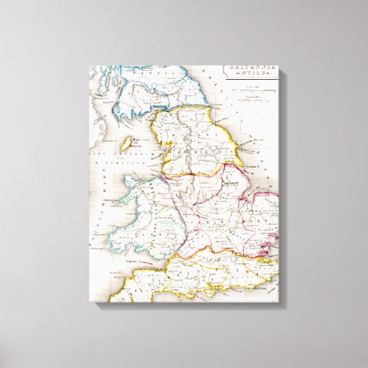 Kaart van Engeland | Britannia Antiqua Canvas Afdruk (Voorkant)