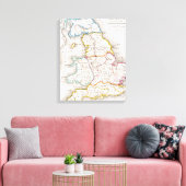 Kaart van Engeland | Britannia Antiqua Canvas Afdruk (Insitu (Woonkamer))