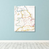 Kaart van Engeland | Britannia Antiqua Canvas Afdruk (Insitu (Houten vloer))