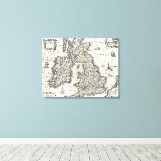  kaart van Engeland en Ierland (1631) Canvas Afdruk (Insitu (Houten vloer))