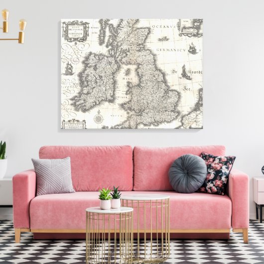  kaart van Engeland en Ierland (1631) Canvas Afdruk (Insitu (Woonkamer))