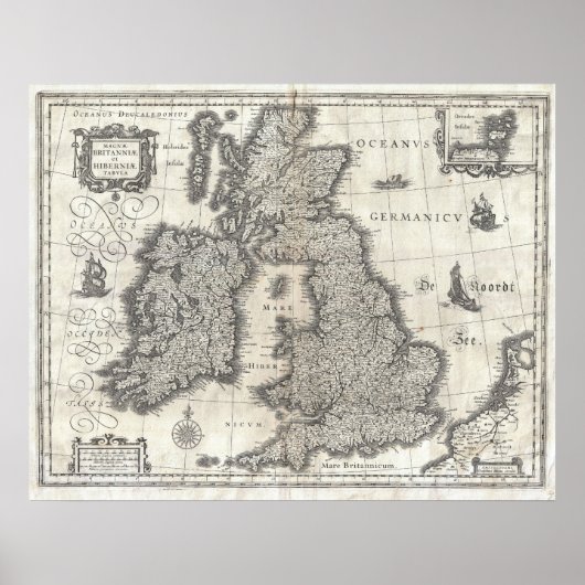  kaart van Engeland en Ierland (1631) Poster (Voorkant)