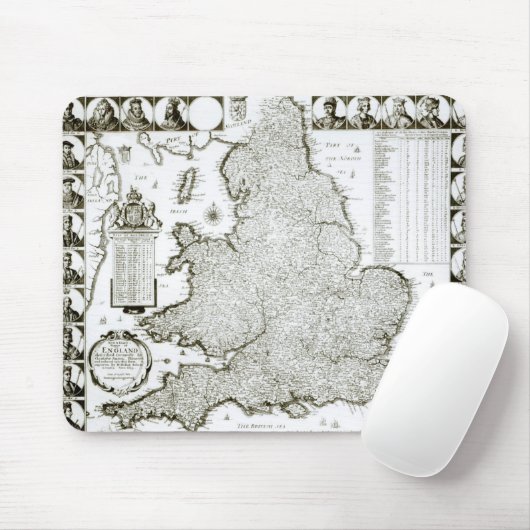 Kaart van Engeland en Wales, 1644 Muismat (Met muis)