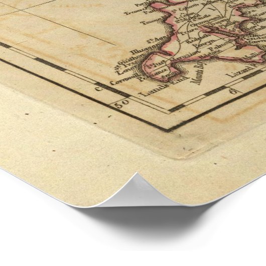 Kaart van Engeland en Wales Poster (Hoek)