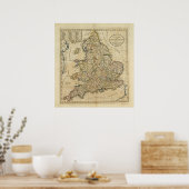 Kaart van Engeland en Wales Poster (Keuken)