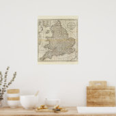 Kaart van Engeland en Wales Poster (Keuken)