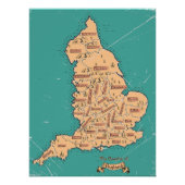 Kaart van Engeland  graafschappen Perfect Poster (Voorkant)
