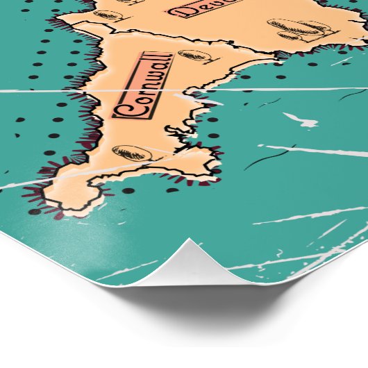 Kaart van Engeland  graafschappen Perfect Poster (Hoek)