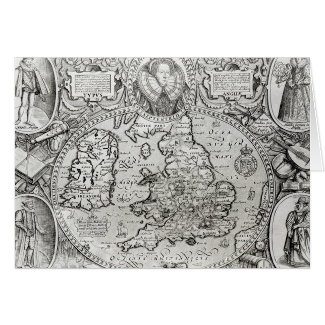 Kaart van Engeland tijdens het bewind van (Voorkant Horizontaal)