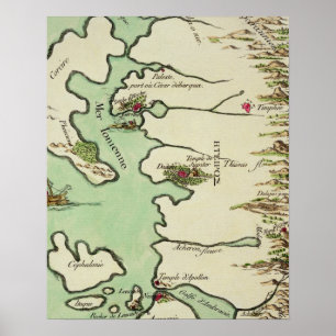 Kaart van Epirus voor "Andromache" door Jean Racin Poster