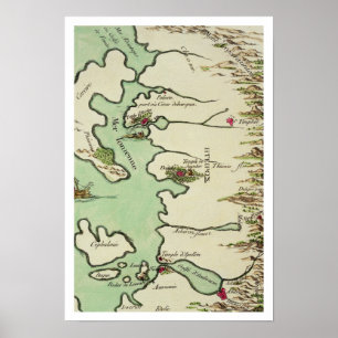 Kaart van Epirus voor "Andromache" door Jean Racin Poster