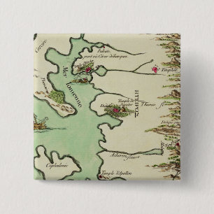 Kaart van Epirus voor "Andromache" door Jean Racin Vierkante Button 5,1 Cm