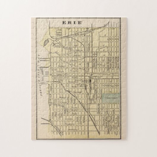 kaart van Erie PA (1890) Legpuzzel (Verticaal)