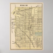  kaart van Erie PA (1890) Poster (Voorkant)