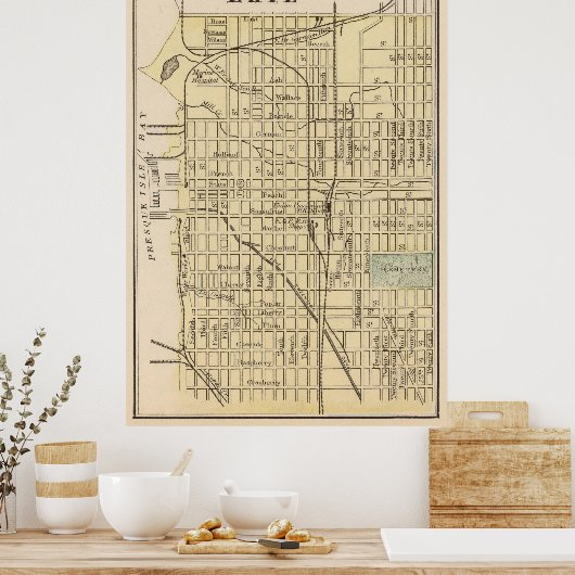  kaart van Erie PA (1890) Poster (Keuken)