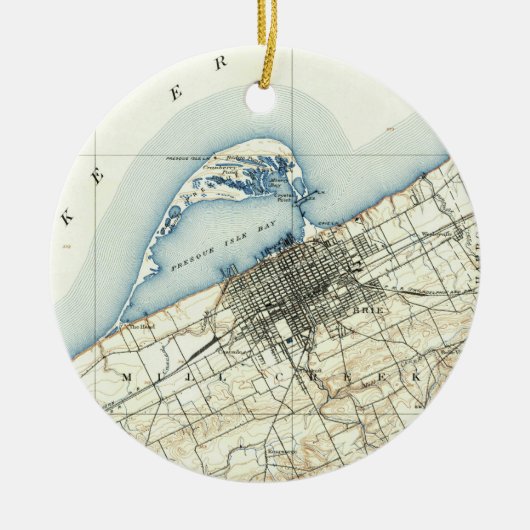  kaart van Erie Pennsylvania (1899) Keramisch Ornament (Voorkant)