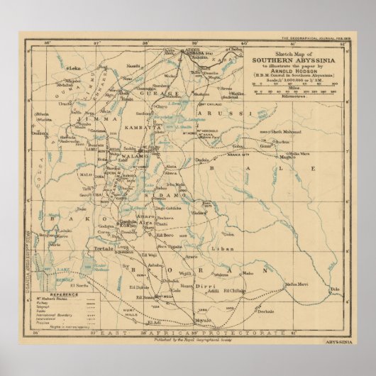  kaart van Ethiopië (1919) Poster (Voorkant)
