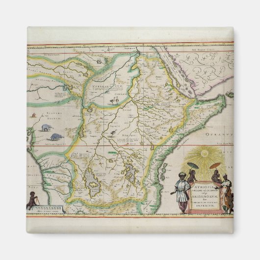 Kaart van Ethiopië met vijf Afrikaanse staten Magneet (Voorkant)