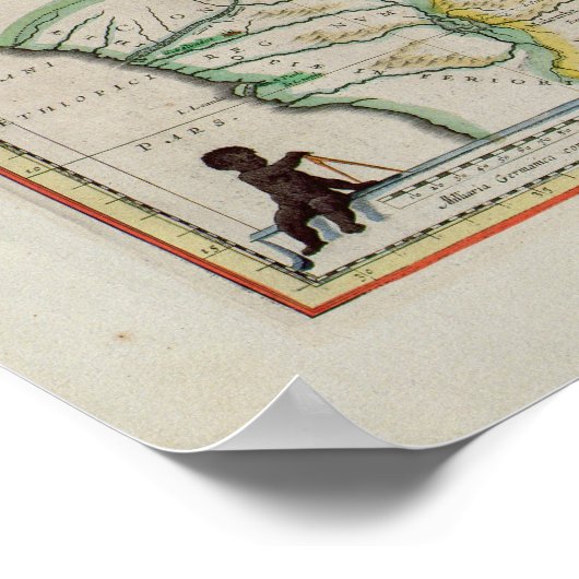 Kaart van Ethiopië met vijf Afrikaanse staten Poster (Hoek)