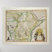 Kaart van Ethiopië met vijf Afrikaanse staten Poster (Voorkant)