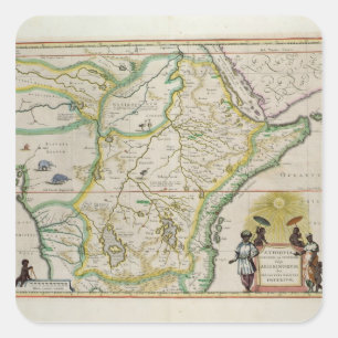 Kaart van Ethiopië met vijf Afrikaanse staten Vierkante Sticker