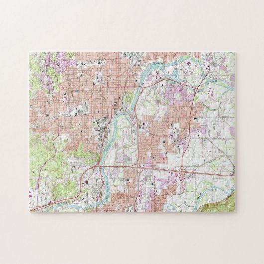  kaart van Eugene Oregon (1967) Legpuzzel (Horizontaal)