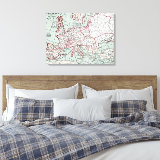 KAART VAN EUROPA, 12e EEUW Canvas Afdruk (Insitu (Slaapkamer))