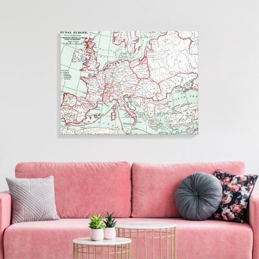 KAART VAN EUROPA, 12e EEUW Canvas Afdruk (Insitu (Woonkamer))