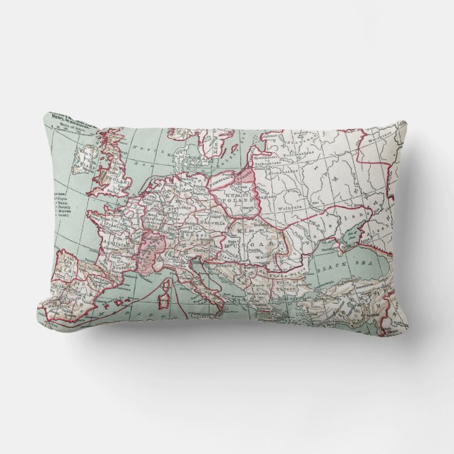 KAART VAN EUROPA, 12e EEUW Kussen (Voorkant)