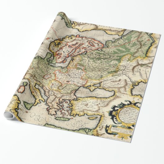 kaart van Europa (1596) Cadeaupapier (Uitgerold)