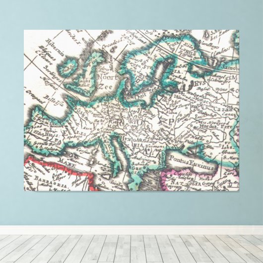 kaart van Europa (1685) Canvas Afdruk (Insitu (Houten vloer))