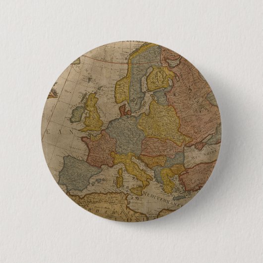 Kaart van Europa | 1700 Ronde Button 5,7 Cm (Voorkant)