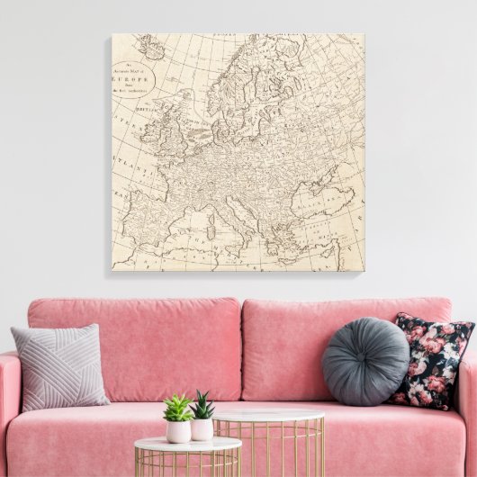  kaart van Europa (1800) Canvas Afdruk (Insitu (Woonkamer))