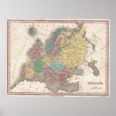 kaart van Europa (1827) Poster (Voorkant)