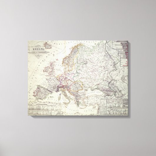 Kaart van Europa, 1841 Canvas Afdruk (Voorkant)