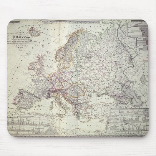 Kaart van Europa, 1841 Muismat (Voorkant)