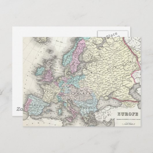  kaart van Europa (1855) (Voorkant / Achterkant)