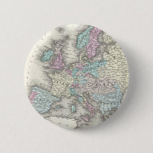 kaart van Europa (1855) Ronde Button 5,7 Cm