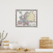  kaart van Europa, 1860 Poster (Keuken)