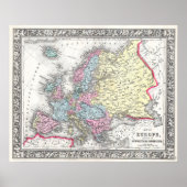 kaart van Europa, 1860 Poster (Voorkant)
